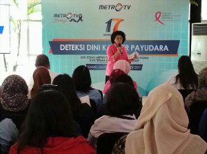 Kamis 16 November 2017 Pagi ini, Ibu Linda Gumelar sosialisasi Deteksi Dini Kanker Payudara dan pemeriksaan mammografi selama 2 hari dalam rangka HUT Metro TV yg ke 17 di Metro TV.